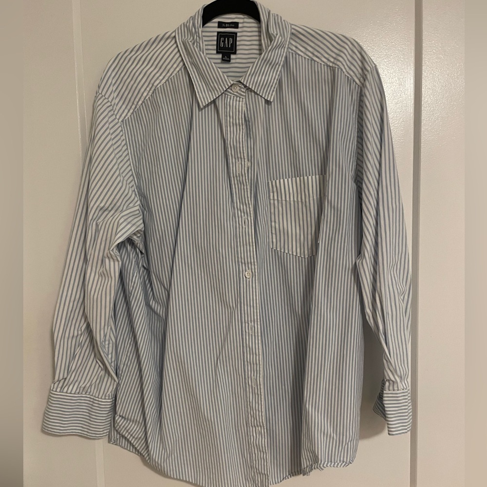 The Gap “the big shirt” button down in blue/white stripe sz L